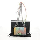 CHANEL Chain Boy Chanel Shoulder Bag Caviar Skin Silver Rainbow CC Auth 147968SM-13