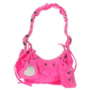 BALENCIAGA LucaGol XS Shoulder Bag Nylon Pink Silver 671309 Auth 147969SM-1