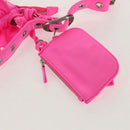 BALENCIAGA LucaGol XS Shoulder Bag Nylon Pink Silver 671309 Auth 147969SM-21