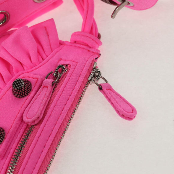 BALENCIAGA LucaGol XS Shoulder Bag Nylon Pink Silver 671309 Auth 147969SM