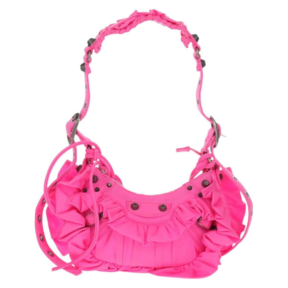 BALENCIAGA LucaGol XS Shoulder Bag Nylon Pink Silver 671309 Auth 147969SM