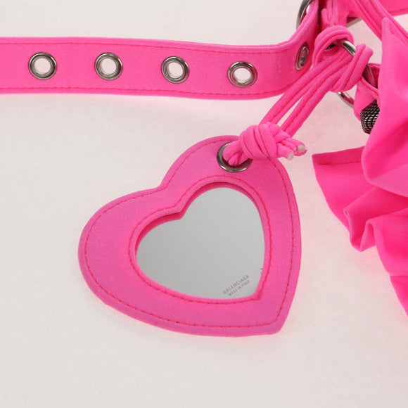 BALENCIAGA LucaGol XS Shoulder Bag Nylon Pink Silver 671309 Auth 147969SM