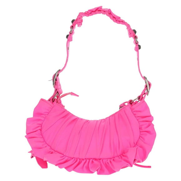 BALENCIAGA LucaGol XS Shoulder Bag Nylon Pink Silver 671309 Auth 147969SM