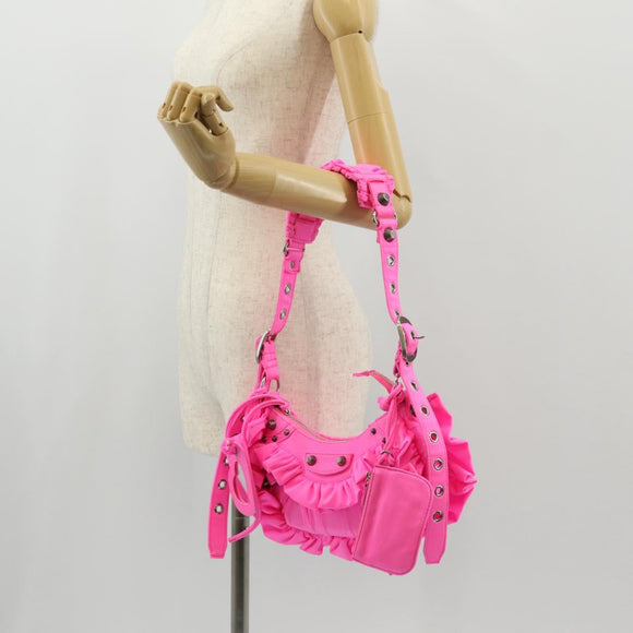 BALENCIAGA LucaGol XS Shoulder Bag Nylon Pink Silver 671309 Auth 147969SM