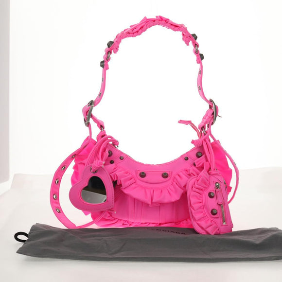 BALENCIAGA LucaGol XS Shoulder Bag Nylon Pink Silver 671309 Auth 147969SM