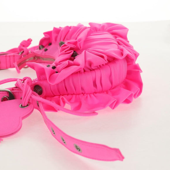 BALENCIAGA LucaGol XS Shoulder Bag Nylon Pink Silver 671309 Auth 147969SM