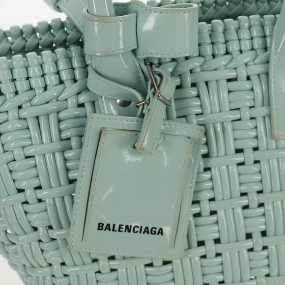 BALENCIAGA Bistro XS Hand Bag Rubber 2way LIme Green Silver 671342 Auth 147970V