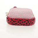 Christian Dior Chain Phone Pouch Leather 2way Red Gold Auth 147971SAM-5