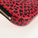 Christian Dior Chain Phone Pouch Leather 2way Red Gold Auth 147971M-18