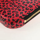 Christian Dior Chain Phone Pouch Leather 2way Red Gold Auth 147971SAM-19