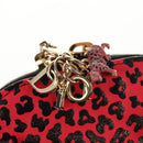 Christian Dior Chain Phone Pouch Leather 2way Red Gold Auth 147971SAM-21