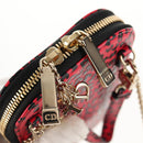 Christian Dior Chain Phone Pouch Leather 2way Red Gold Auth 147971M-22