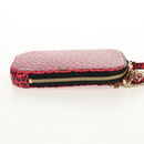 Christian Dior Chain Phone Pouch Leather 2way Red Gold Auth 147971SAM-4