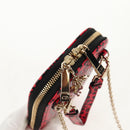 Christian Dior Chain Phone Pouch Leather 2way Red Gold Auth 147971M-6