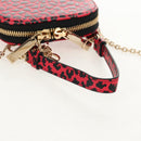 Christian Dior Chain Phone Pouch Leather 2way Red Gold Auth 147971SAM-7