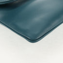 Christian Dior Chain Dior Double Shoulder Bag Leather Blue Gold Auth 147974M-16