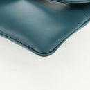 Christian Dior Chain Dior Double Shoulder Bag Leather Blue Gold Auth 147974M-17