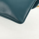 Christian Dior Chain Dior Double Shoulder Bag Leather Blue Gold Auth 147974M-19