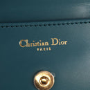 Christian Dior Chain Dior Double Shoulder Bag Leather Blue Gold Auth 147974M-22