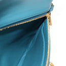 Christian Dior Chain Dior Double Shoulder Bag Leather Blue Gold Auth 147974M-24