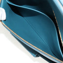 Christian Dior Chain Dior Double Shoulder Bag Leather Blue Gold Auth 147974M-26