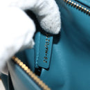 Christian Dior Chain Dior Double Shoulder Bag Leather Blue Gold Auth 147974M-11