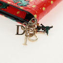 Christian Dior Compact Wallet Patent leather Red Gold Auth 147975M-7