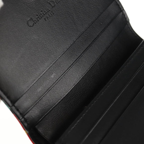 Christian Dior Compact Wallet Patent leather Red Gold Auth 147975M