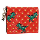 Christian Dior Compact Wallet Patent leather Red Gold Auth 147975M-1