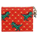 Christian Dior Compact Wallet Patent leather Red Gold Auth 147975M-2