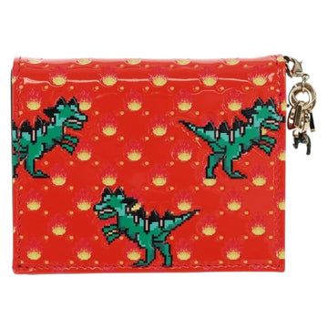 Christian Dior Compact Wallet Patent leather Red Gold Auth 147975M - 0