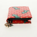 Christian Dior Compact Wallet Patent leather Red Gold Auth 147975M-3