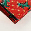 Christian Dior Compact Wallet Patent leather Red Gold Auth 147975M-14