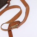 CELINE Macadam Canvas Circle Shoulder Bag PVC Leather Brown Gold Auth 147994-9