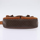 CELINE Macadam Canvas Circle Shoulder Bag PVC Leather Brown Gold Auth 147994-6