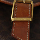 CELINE Macadam Canvas Circle Shoulder Bag PVC Leather Brown Gold Auth 147994-20