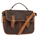 CELINE Macadam Canvas Circle Shoulder Bag PVC Leather Brown Gold Auth 147994-1