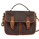 CELINE Macadam Canvas Circle Shoulder Bag PVC Leather Brown Gold Auth 147994-13