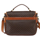 CELINE Macadam Canvas Circle Shoulder Bag PVC Leather Brown Gold Auth 147994-2