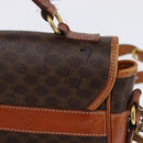 CELINE Macadam Canvas Circle Shoulder Bag PVC Leather Brown Gold Auth 147994-3