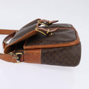 CELINE Macadam Canvas Circle Shoulder Bag PVC Leather Brown Gold Auth 147994-4