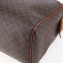 CELINE Macadam Canvas Boston Bag PVC Leather Brown Gold Auth 147995-15