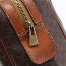 CELINE Macadam Canvas Boston Bag PVC Leather Brown Gold Auth 147995-17