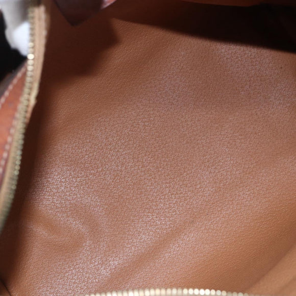 CELINE Macadam Canvas Boston Bag PVC Leather Brown Gold Auth 147995