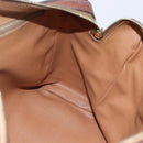 CELINE Macadam Canvas Boston Bag PVC Leather Brown Gold Auth 147995-20