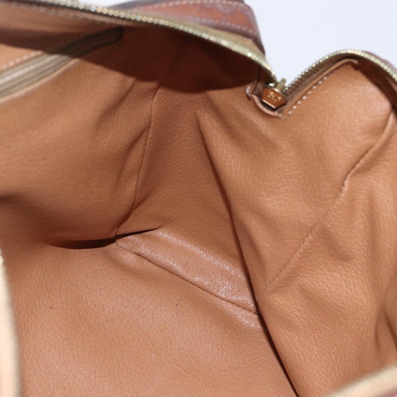 CELINE Macadam Canvas Boston Bag PVC Leather Brown Gold Auth 147995