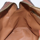 CELINE Macadam Canvas Boston Bag PVC Leather Brown Gold Auth 147995-21