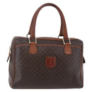 CELINE Macadam Canvas Boston Bag PVC Leather Brown Gold Auth 147995-1