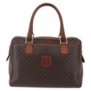 CELINE Macadam Canvas Boston Bag PVC Leather Brown Gold Auth 147995-13