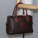 CELINE Macadam Canvas Boston Bag PVC Leather Brown Gold Auth 147995-24